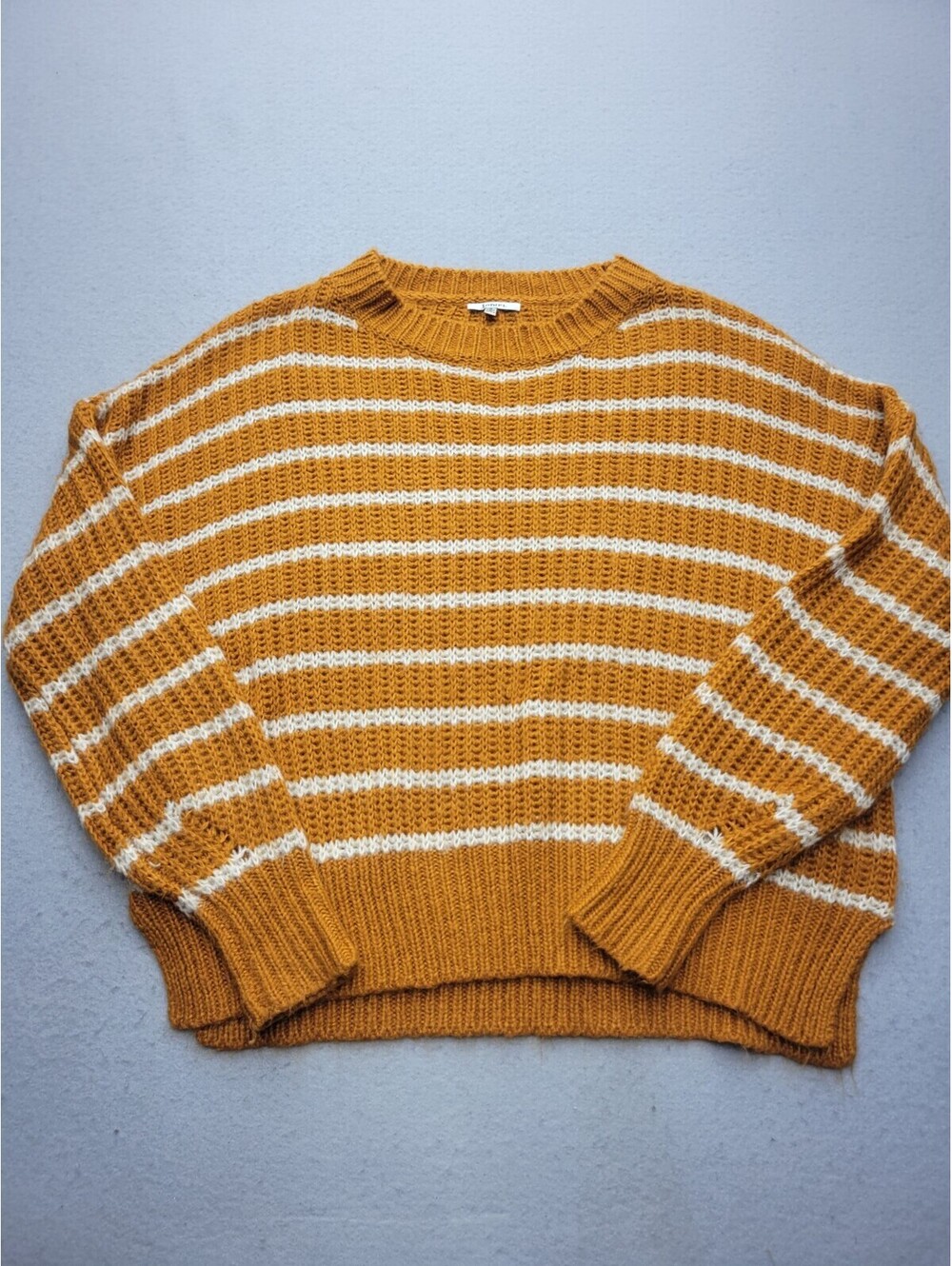 Jodifl Women's Sweater Small Orange Striped Acrylic Crew Neck Oversized Side